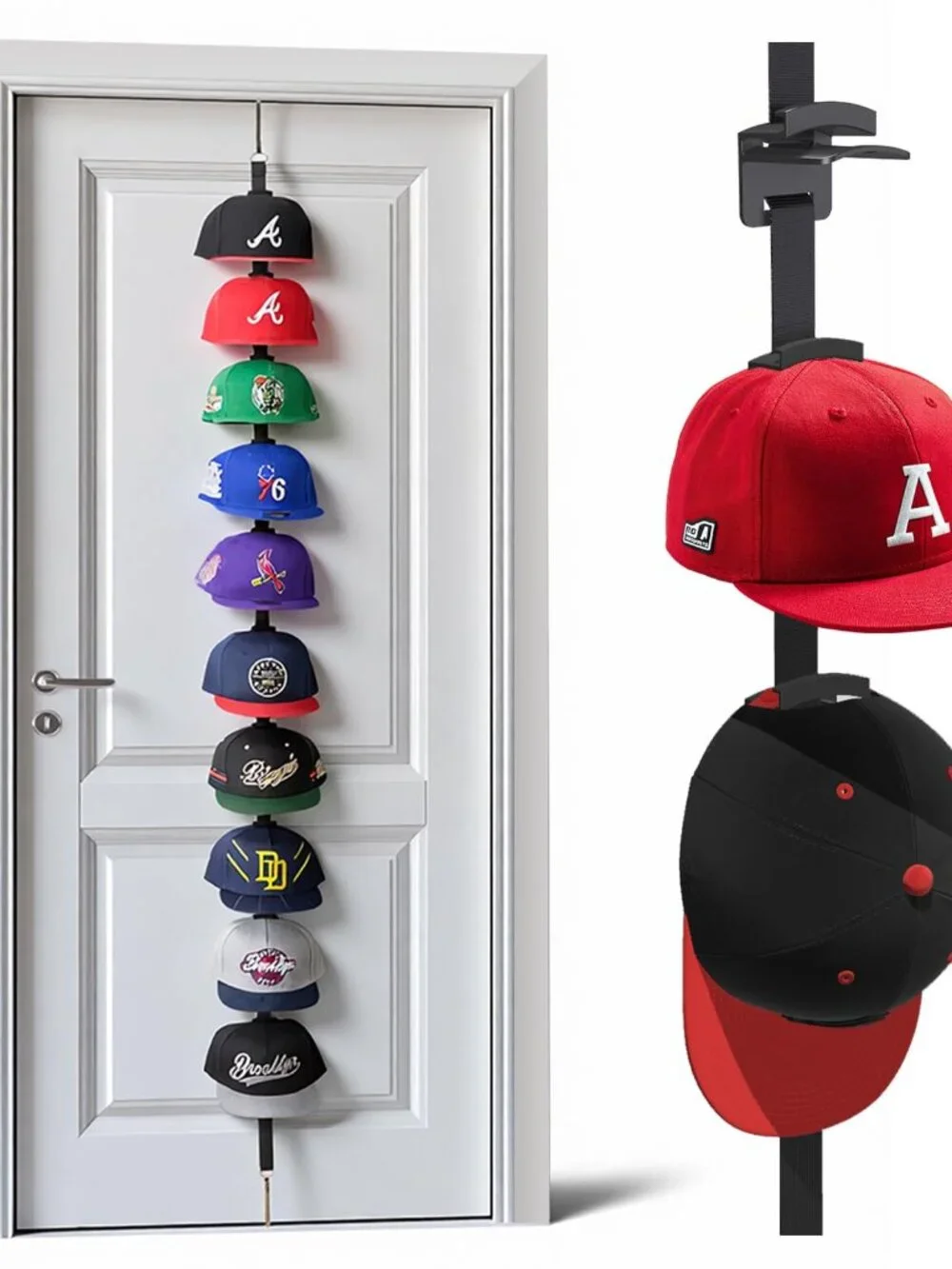 Aoodaily Hat Rack for Door - Two-Way Hanging Caps with Display Hooks and Hanger,